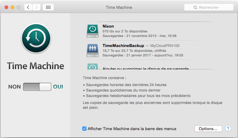 backup time machine avec le NAS WD