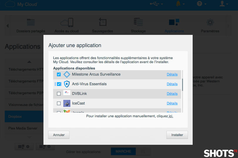 ajout application NAS WD My Cloud