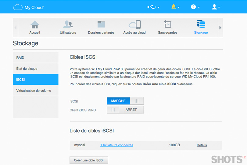 initiateur et cible iSCSI sur NAS My Cloud WD