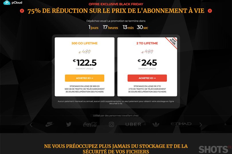 Solution pCloud lifetime 2To à 245€ pendant le black friday. Un grand oui !