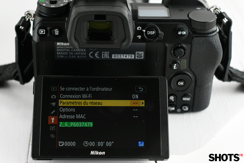 transfert d'images par wifi de Nikon Z sur le Mac