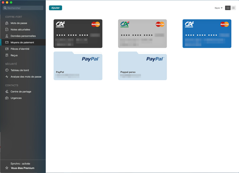 gestion des cartes bancaires avec Dashlane